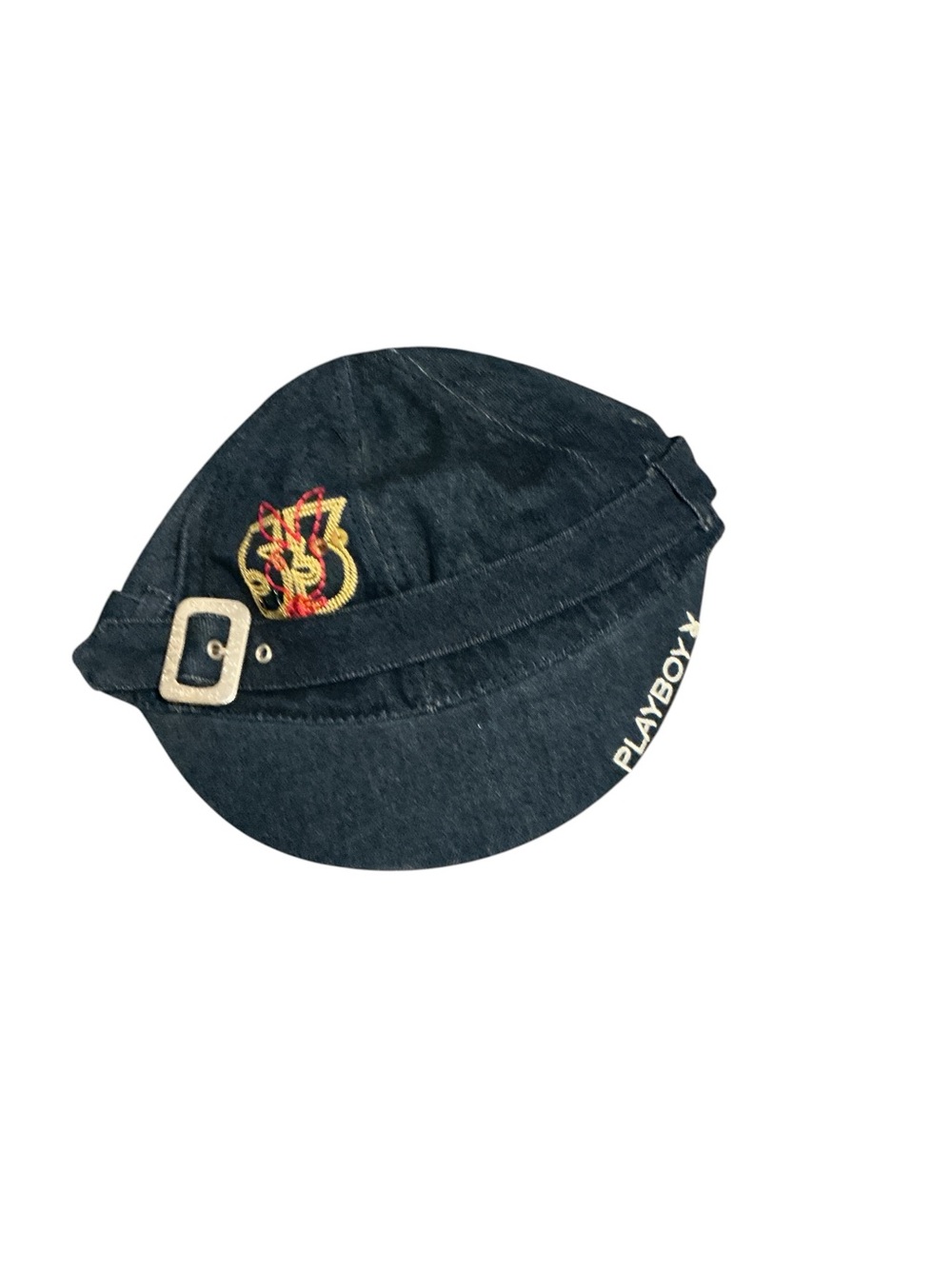 PLAYBOY Blue Cotton Buckle Cap with Embroidered Crest Detail